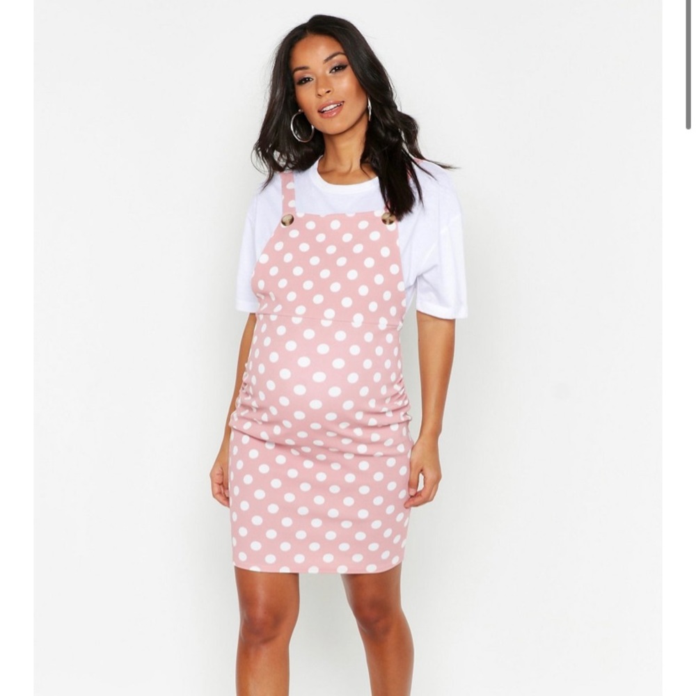 Boohoo Pink Maternity Pinafore dress UK10/US6